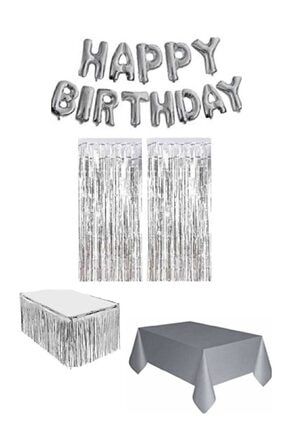 Gümüş Renk Happy Birthday Parti Seti TPKT000001663