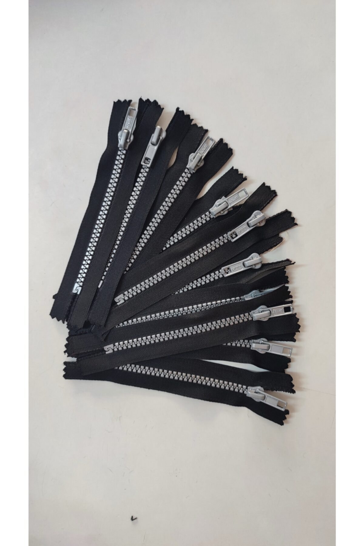 Kemik Dişli Fermuar 12 Cm 10 Adet Siyah