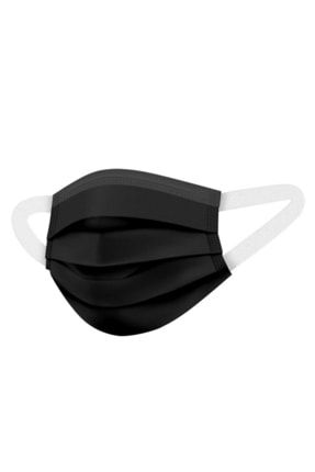 Üts Kayıtlı Meltblown Katmanlı 3 Katlı Cerrahi Maske Yumuşak Elastik Kulaklı 50 Adet - Siyah azmedccksyh
