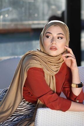 Tesettür Penye Şal Hijap Modeli - Sütlü Kahve 9003