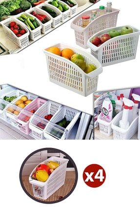 Buzdolabı Içi Düzenleyici Sebze Meyve Sepeti Mutfak Banyo Tezgah Altı Üstü Dolap Içi Organizer 4adet ESNAFDEDE016