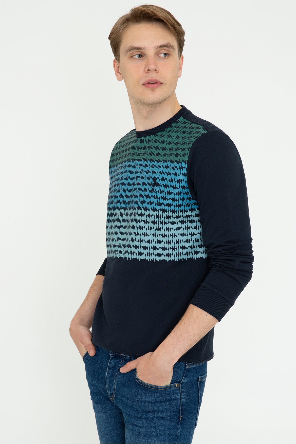 سویشرت مردانه آبی سرمه ای یو اس پولو | G081GL082.000.1260388 اورجینال - تصویر 3