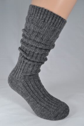 Kadın Gri Yün Dizaltı Bot Çorabı MSD-005