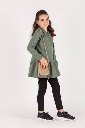 Kız Çocuk Çağla Çantalı Tunik K21-365-66