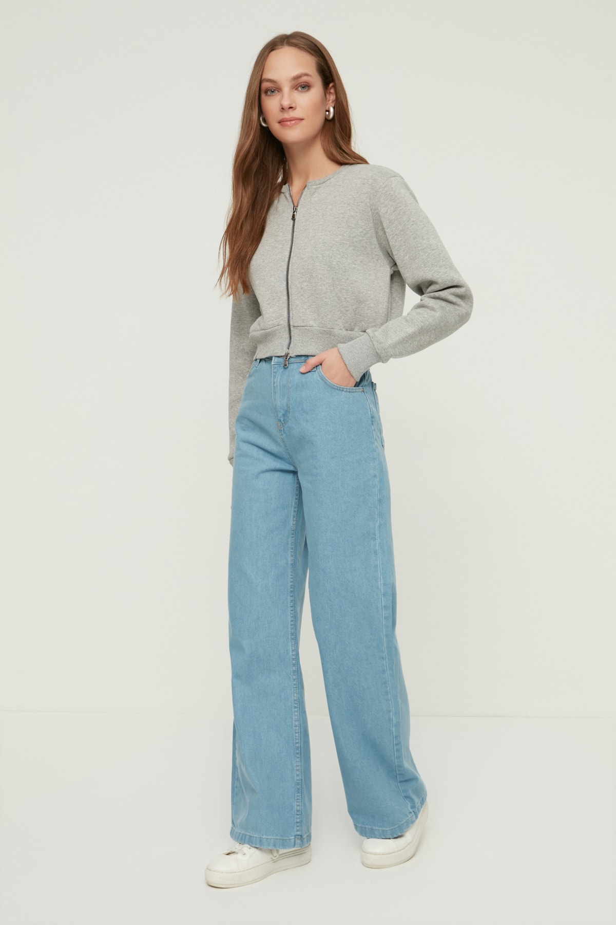 Trendyol Modest Jeans Blau Wide Leg Fast ausverkauft