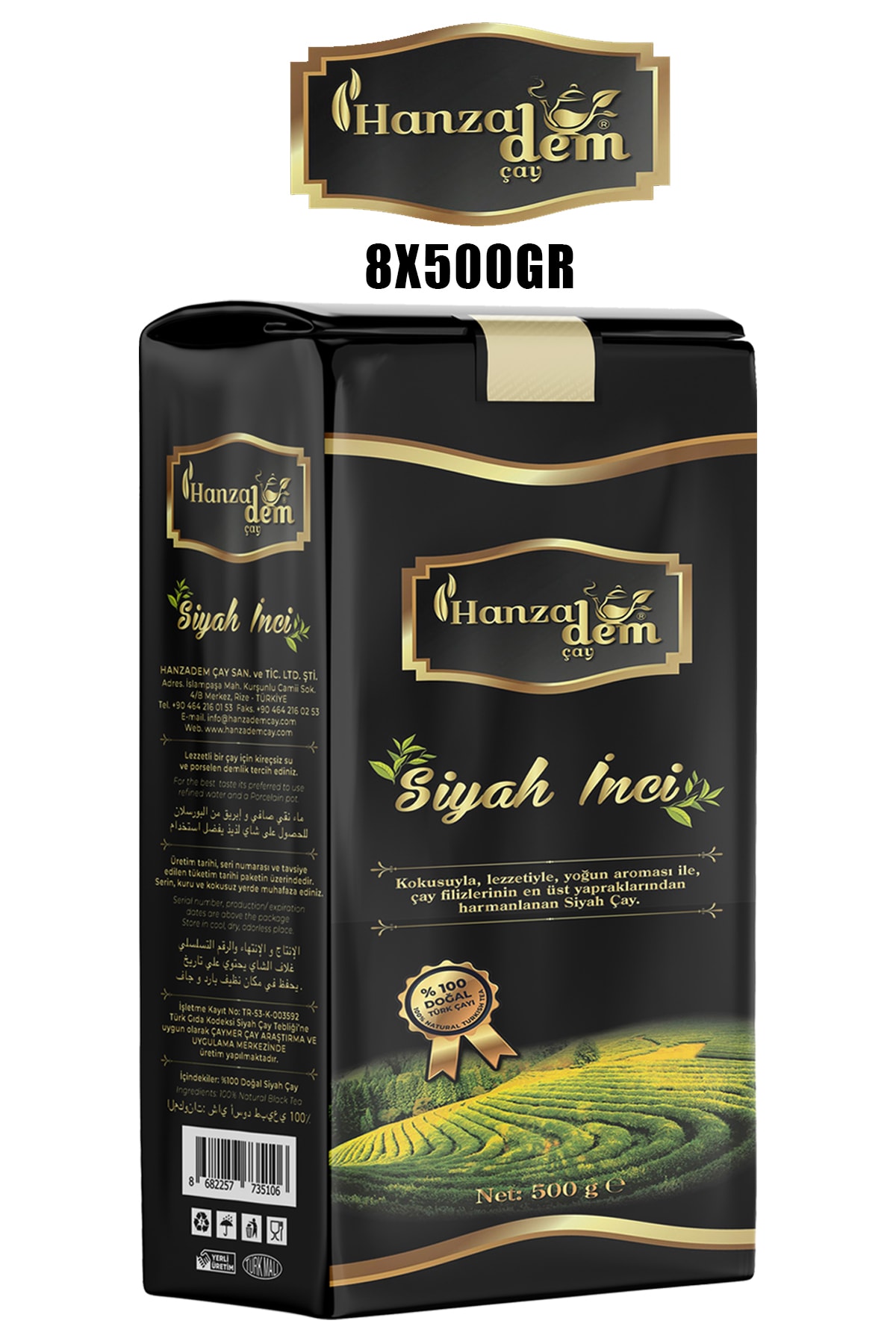 Hanzadem Çay Siyah Inci Rize Çayı 8x500 gr