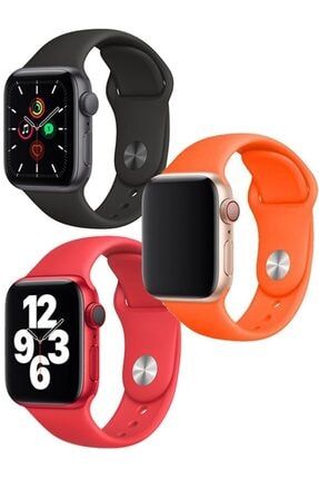 Apple Watch Kordon 2 3 4 5 6 Seri 42 Mm Ve 44 Mm Uyumlu Silikon Kordon Kayış 3li Set 2Li Set