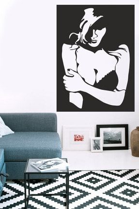 Siyah Ahşap Kadın Silueti Duvar Dekoru - Salon Oturma Yatak Odası Için 50x35 Cm Mdf Tablo B.1.65