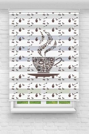 Kahve Sefası Dijital Baskılı Zebra Perde-mutfak Perdesi-zebra Stor Perde RZ-726A