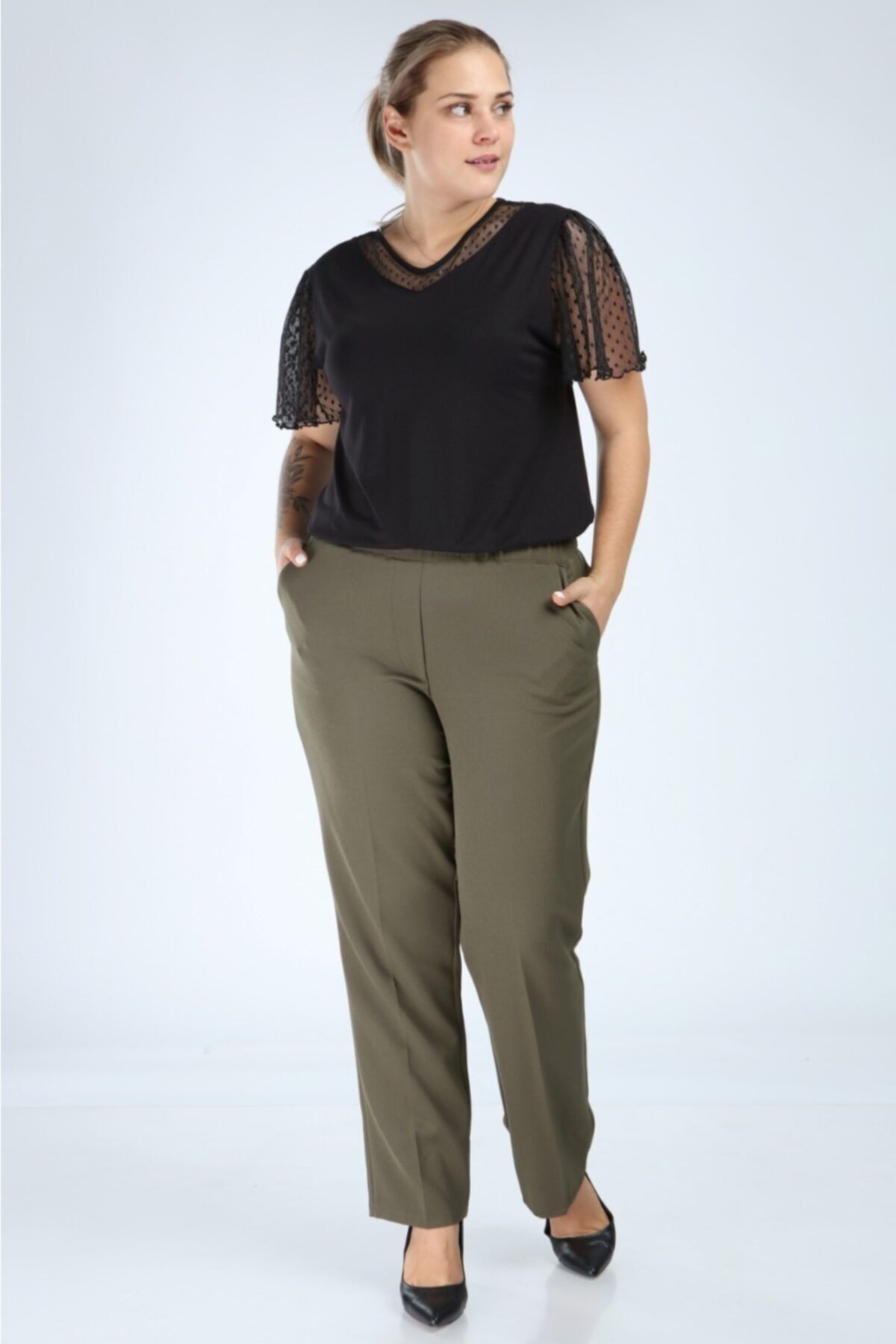 Plus size olive deals green pants