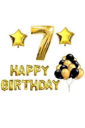 7 Yaş Happy Birthday Gold Set Doğum Günü Set 7 Yaş Günü Set 58528