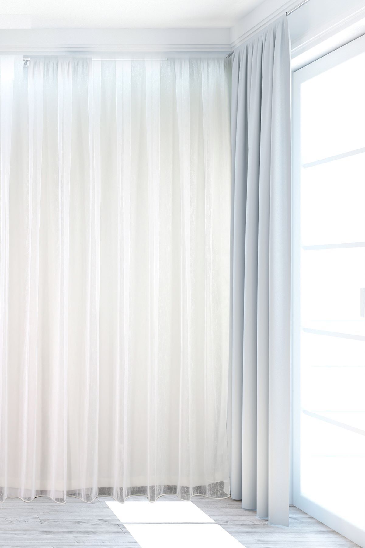 MEVVA HOME-Plain Skirt Leaded Linen Tulle Curtain (1x2 Sparse Pleated) 3