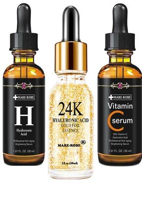 Mare -robe 3 Lü Serum Paketi 24-gold Serum ,hyaluronic Acid, Vitamin C Serum Cilt Bakım Serumu 887825