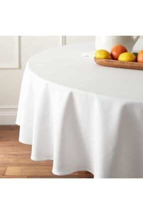 Beyaz Masa Örtüsü Yuvarlak 180 Cm Çapında Duck Kumaş doru161121