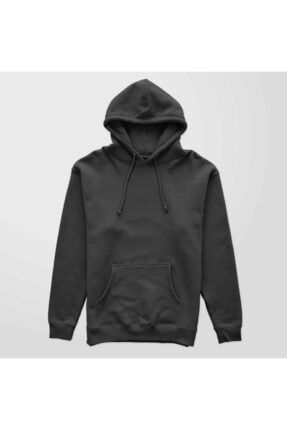 Oversize Unisex Siyah Kapüşonlu Içi Polarlı Sweatshirt RSS0121