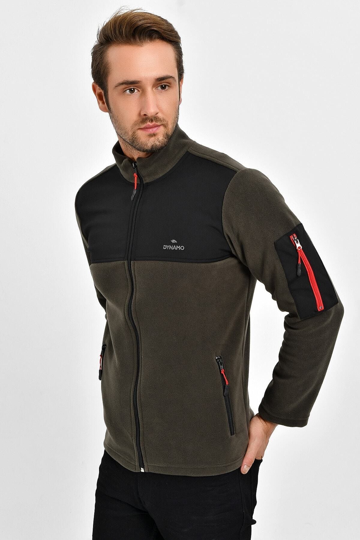 DYNAMO-Ανδρικό Χακί Plus Size Μπουφάν Fleece Chest Softshell Ύφασμα 2