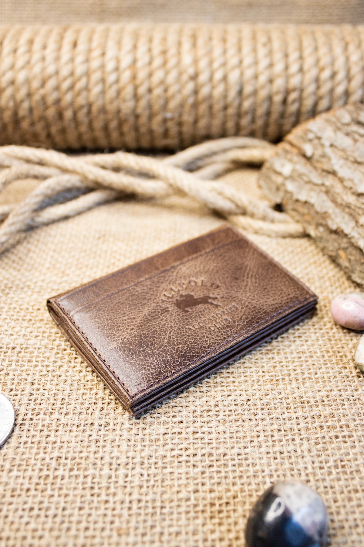 Genuine Leather Crazy Leather Minimalist Brown Card Holder