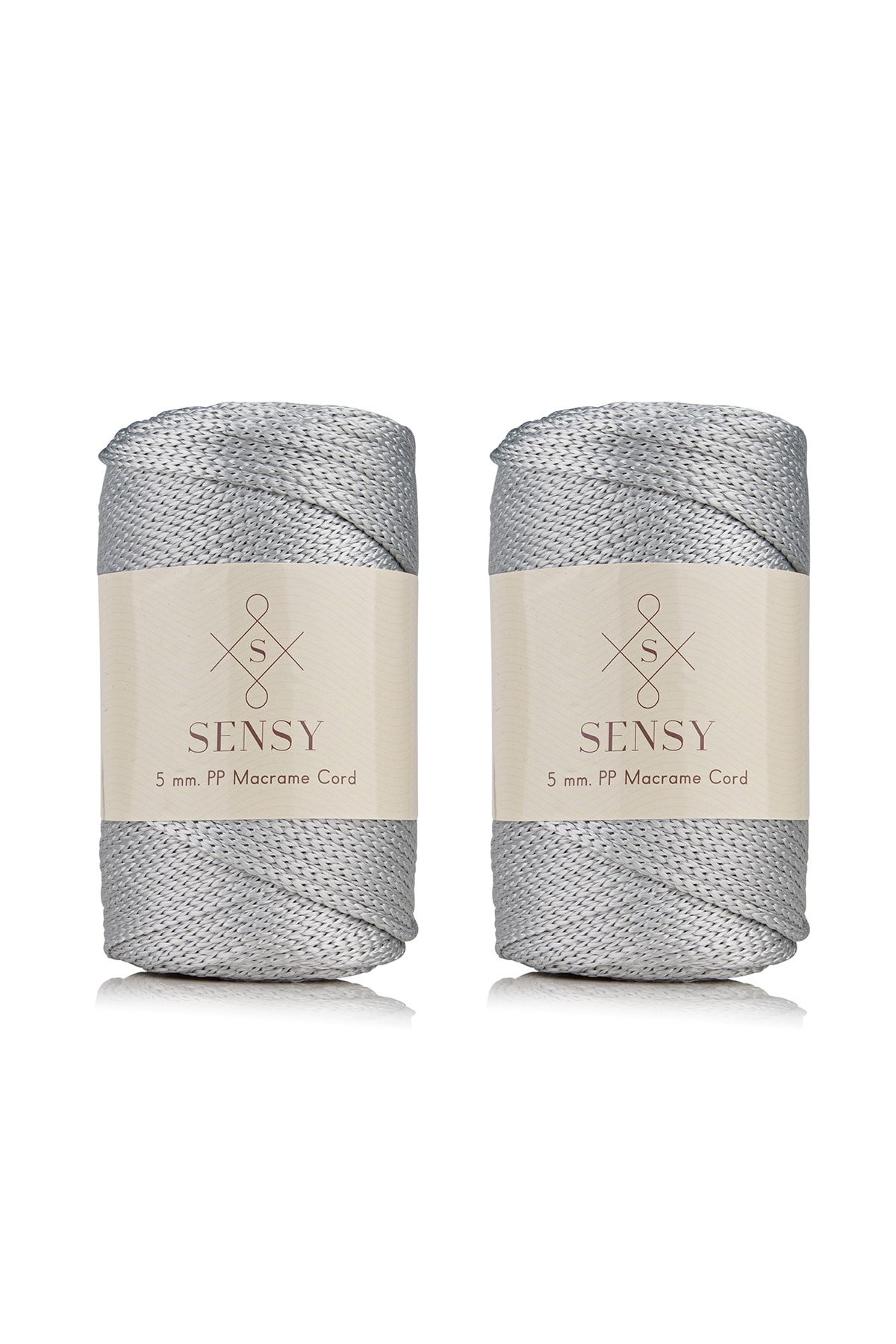 SENSY-Premium Polyester Macrame Rope 5 Mm Pp Cord Set of 2 Light Gray, Jumbo Rope, Macrame, cupboard, bag rope 1