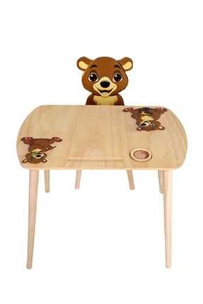 Ahşap Ayı Çocuk Masa Sandalye Takımı Aktivite Eğlence Masası ART0078-235