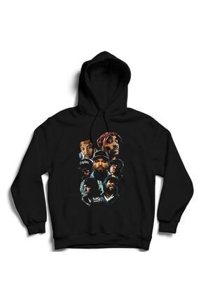 Hip Hop Stars Tupac-ice Cube Eminem Baskılı Kapüşonlu Sweatshirt BYTLK20500
