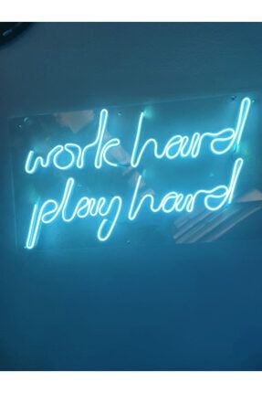 Work Hard Play Hard Neon Led Duvar Yazısı Dekoratif Işıklı Gece Lambası Duvar Süsü work