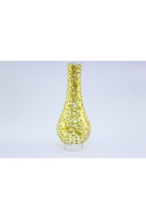 Gaz Lambası Camı 14 Numara Altın Yaldız Vitray Desenli 22cm Yükseklik 4.8 Cm Ağız Çapı 14NOGZLCM