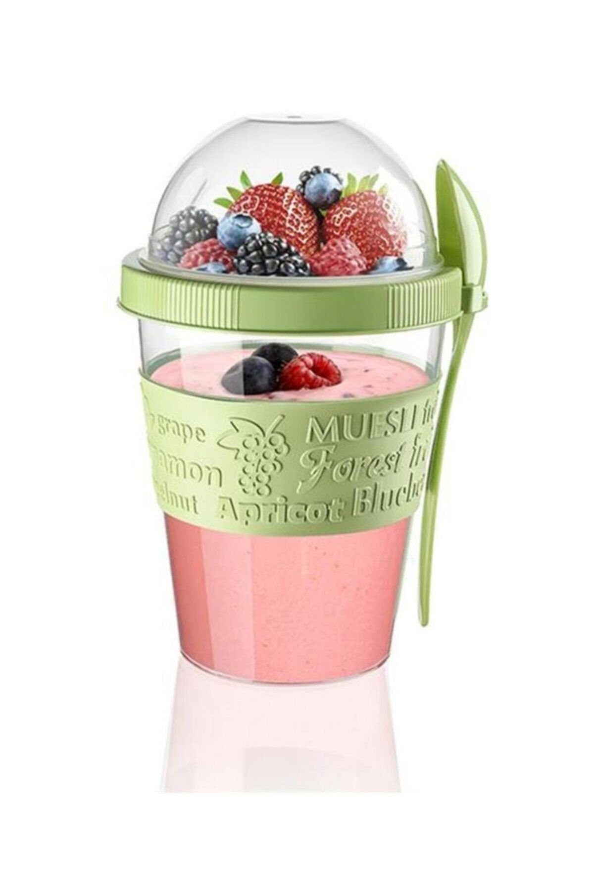 easyso-Fruit Compartment Yogurt Storage Container Yogurt Carrying Container 600 Ml with Spoon 5