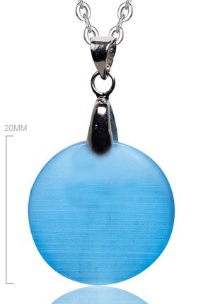 Sertifikalı Yuvarlak Doğal Mavi Akik Taşı Kolye CFLW1348