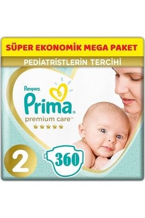 Premium Care Bebek Bezi Beden:2 (4-8kg) Mini 360 Adet Süper Ekonomik Mega Pk PAKETPRİMA363