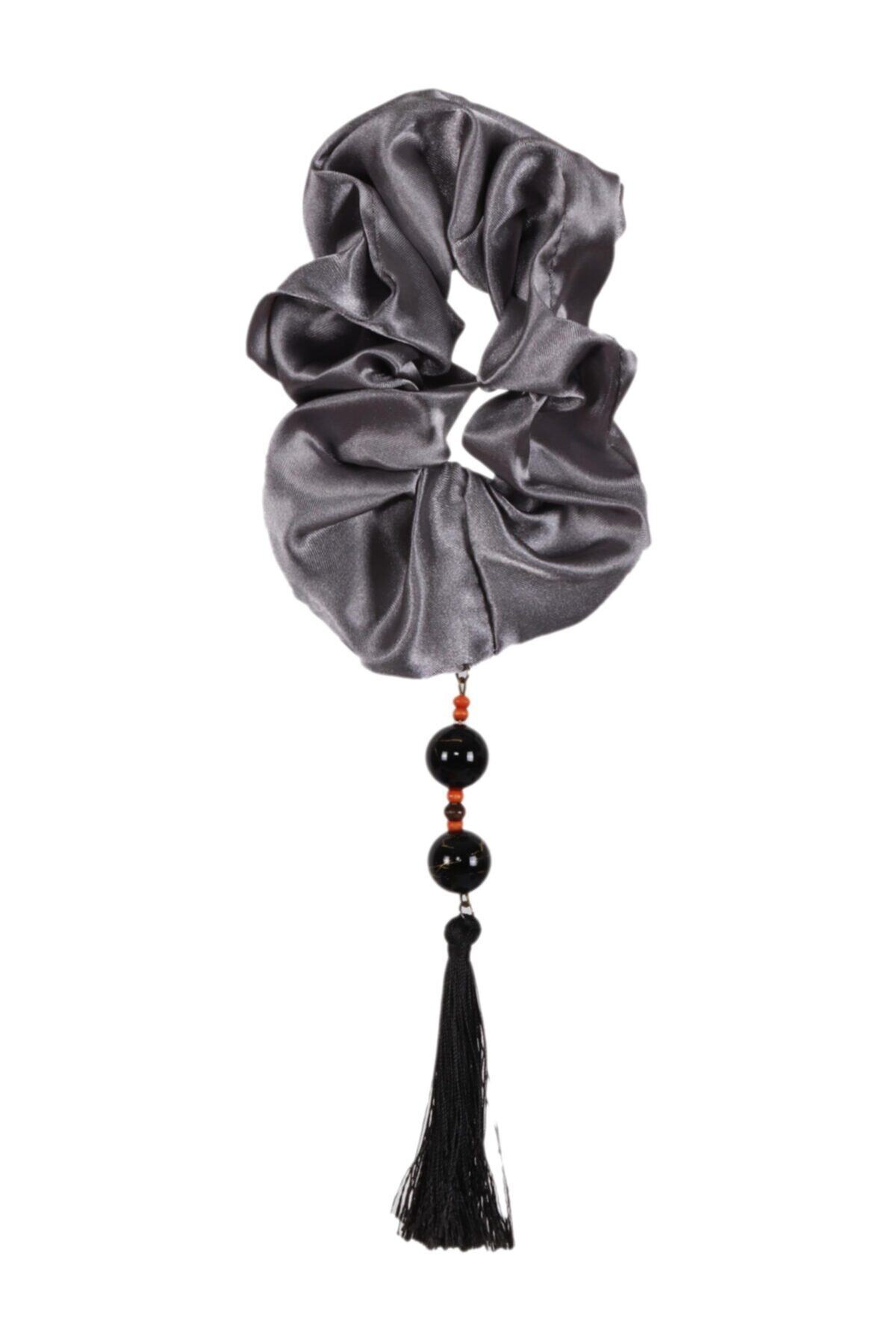 Hahai Women's Beaded Tassel Detailed Scrunchie Buckle