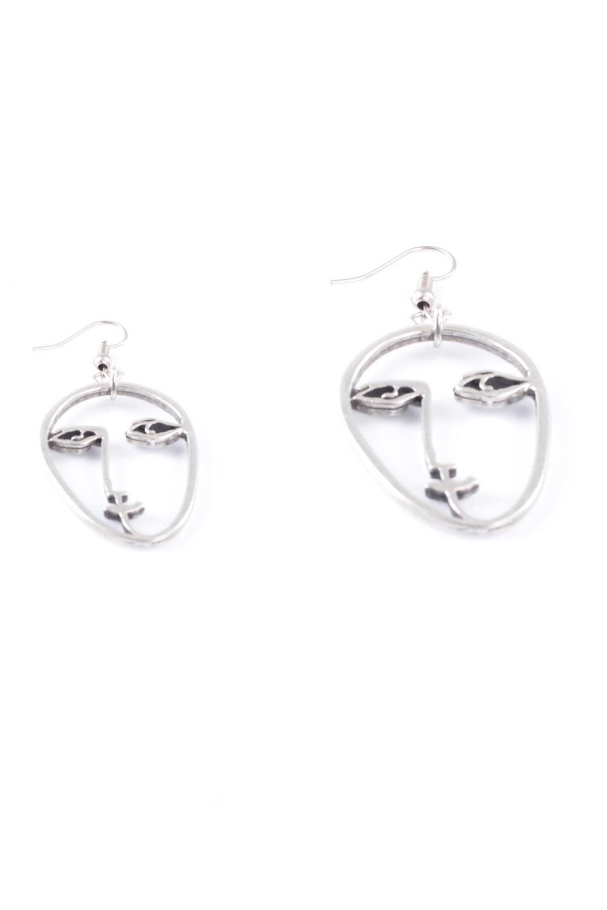 LABALABA WOMEN S ANTIQUE SILVER PLATED FACE SILHOUETTE EARRINGS