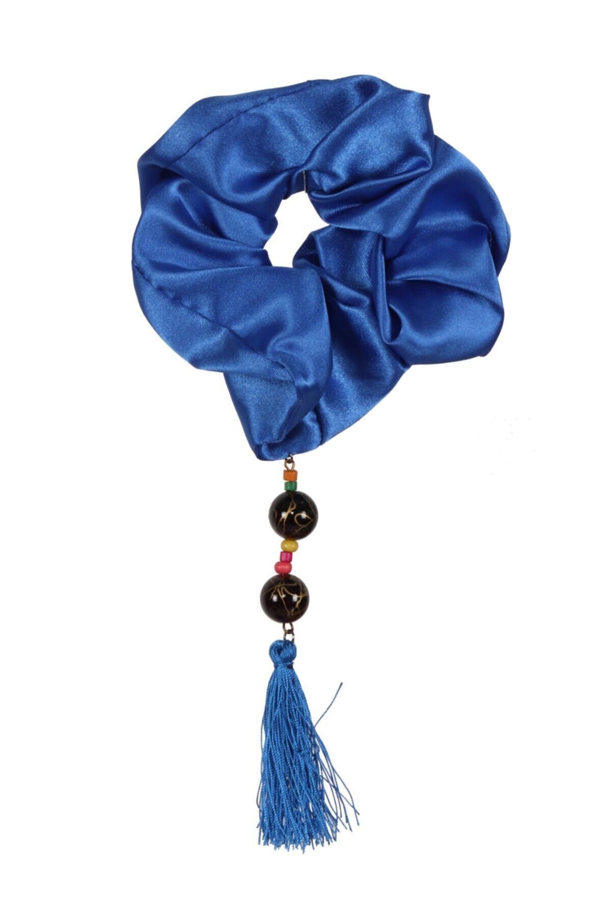 Hahai Women's Beaded Tassel Detailed Scrunchie Buckle