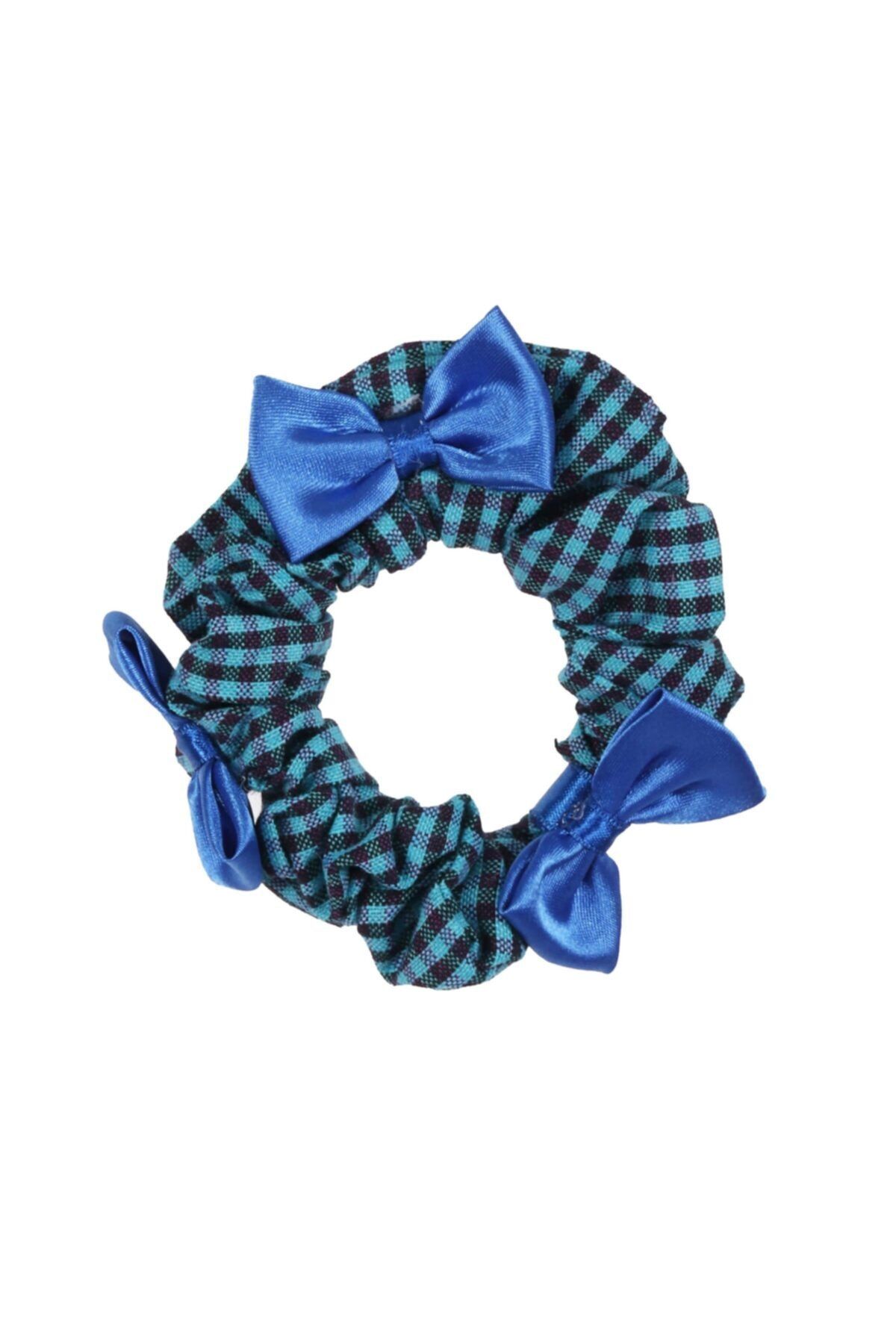 hahai accessories-Hahai Women's Gingham Ribbon Detailed Scrunchie Buckle 4
