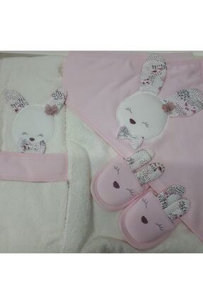 Kız Bebek Sevimli Tavşan Havlu Bornoz Takımı 826 00826-KTT1