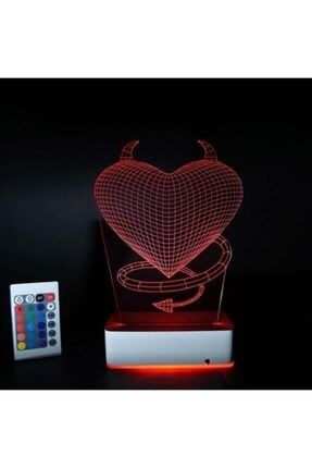 Aşk - Şeytan Kalp 3d 16 Renk Gece Lambası MDW-LV-1220