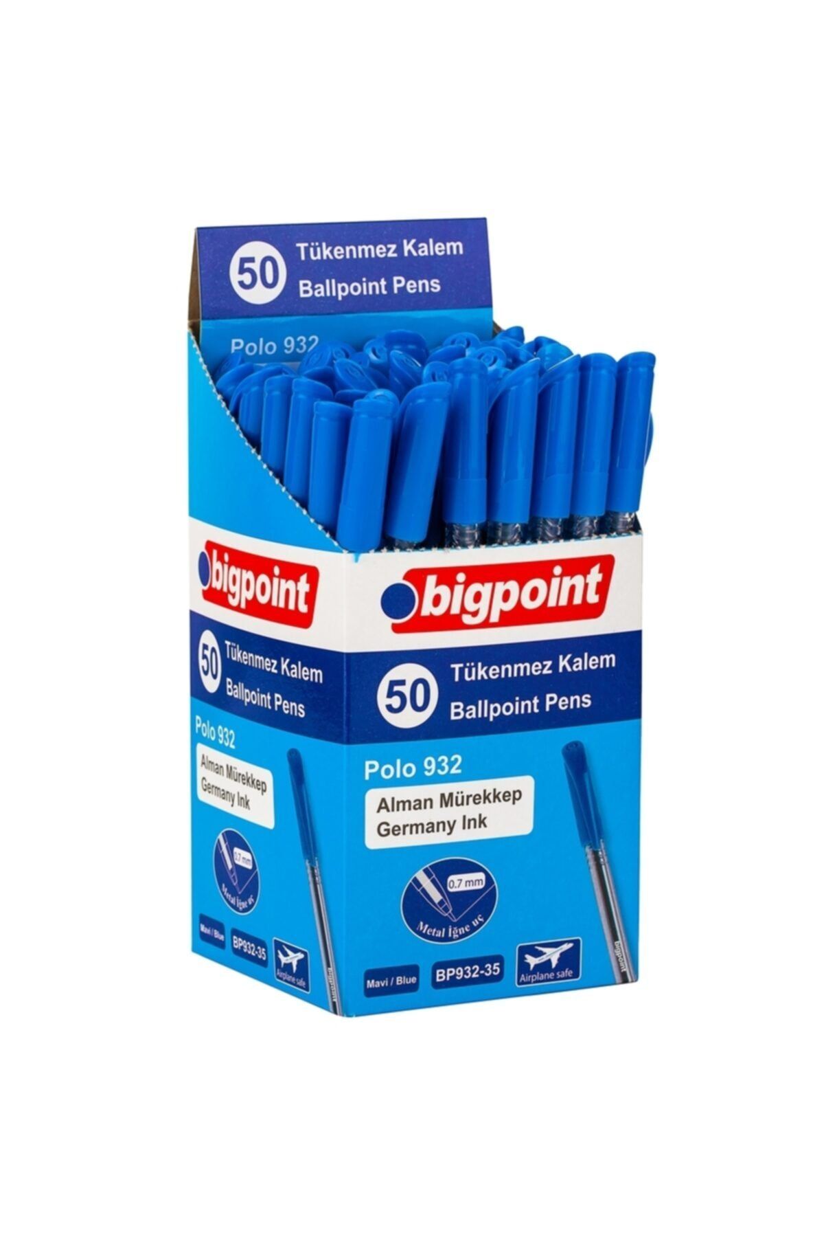 Bigpoint-قلم حبر جاف بولو 0.7 ملم أزرق علبة 50 قطعة 1