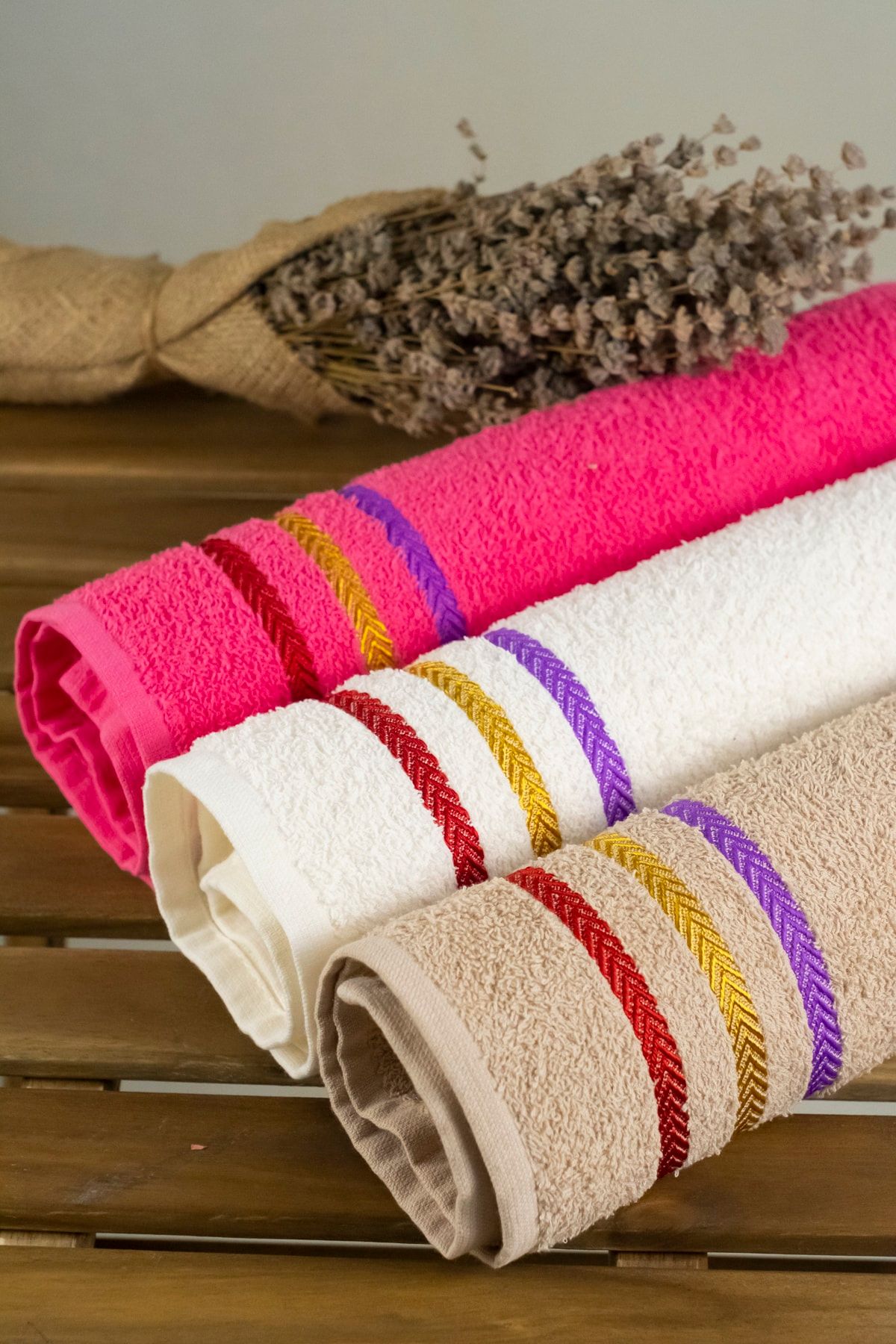 MaLana Havlu Striped Hand And Face Towel Set 3 Pieces Trendyol