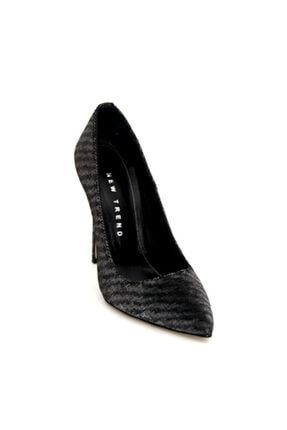 Gri-gümüş Hakiki Deri Bayan Stiletto Topuklu Ayakkabı KRNVL1116