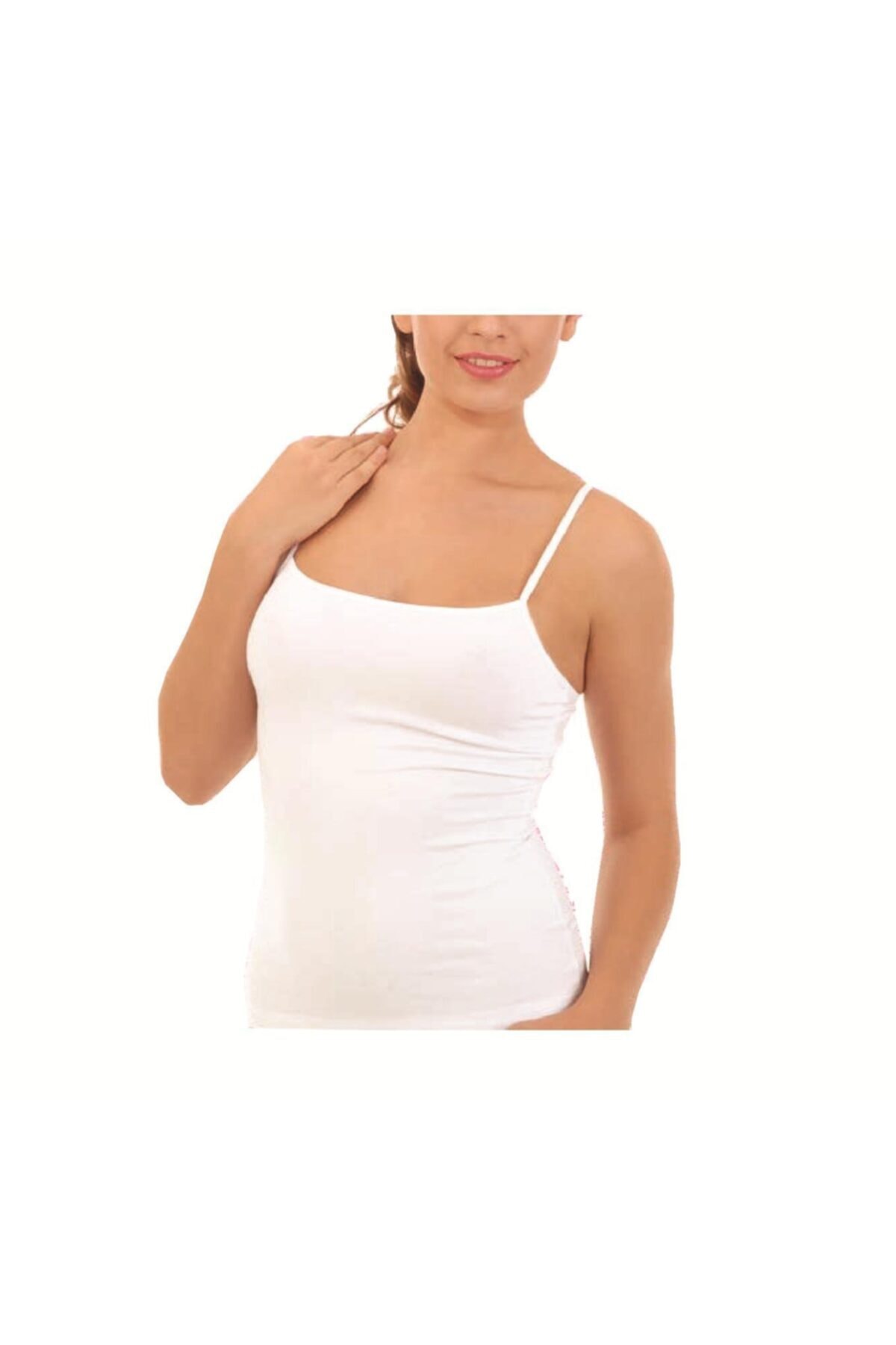 Women's White Color Rope Strap Modal Singlet