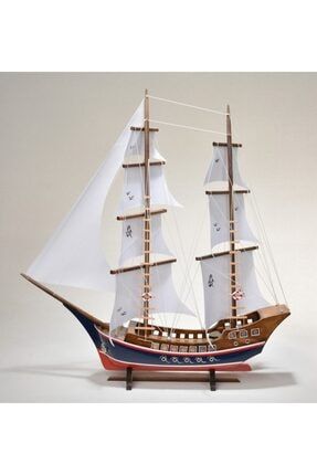 Ahşap Bez Yelkenli Kalyon Gemi Modeli - Ağaç Tekne Yat Kotra Maketi BK-1