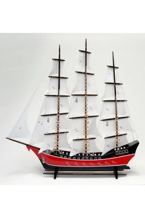Ahşap Bez Yelkenli Kalyon Gemi Modeli - Ağaç Tekne Yat Kotra Maketi BK-2