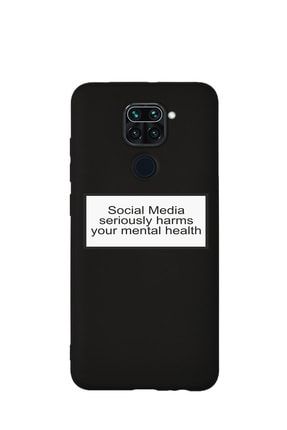 Xiaomi Redmi Note 9 Siyah Lansman Sosyal Medya Desenli Telefon Kılıfı REDMIN9LN-025