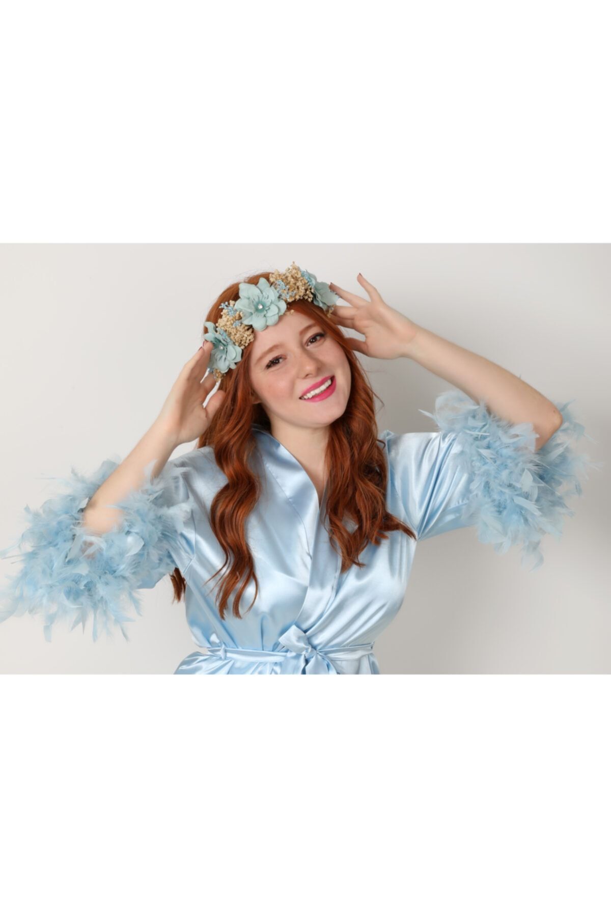 Şeker Tadında Tasarımlar-Water Green Maternity Crown Slippers Set 3