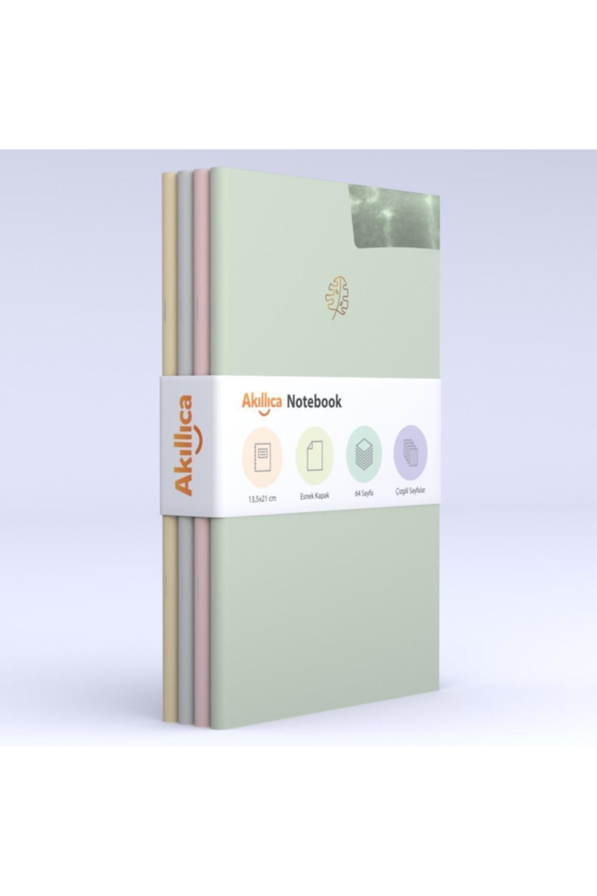 Notebook 4'lü Defter Set Soft Çizgili Pastel Notebook 13,5x21 Cm