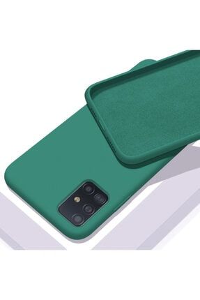 Samsung Galaxy M51 Içi Kadife Lansman Silikon Kılıf Yeşil LANSMAN-M51