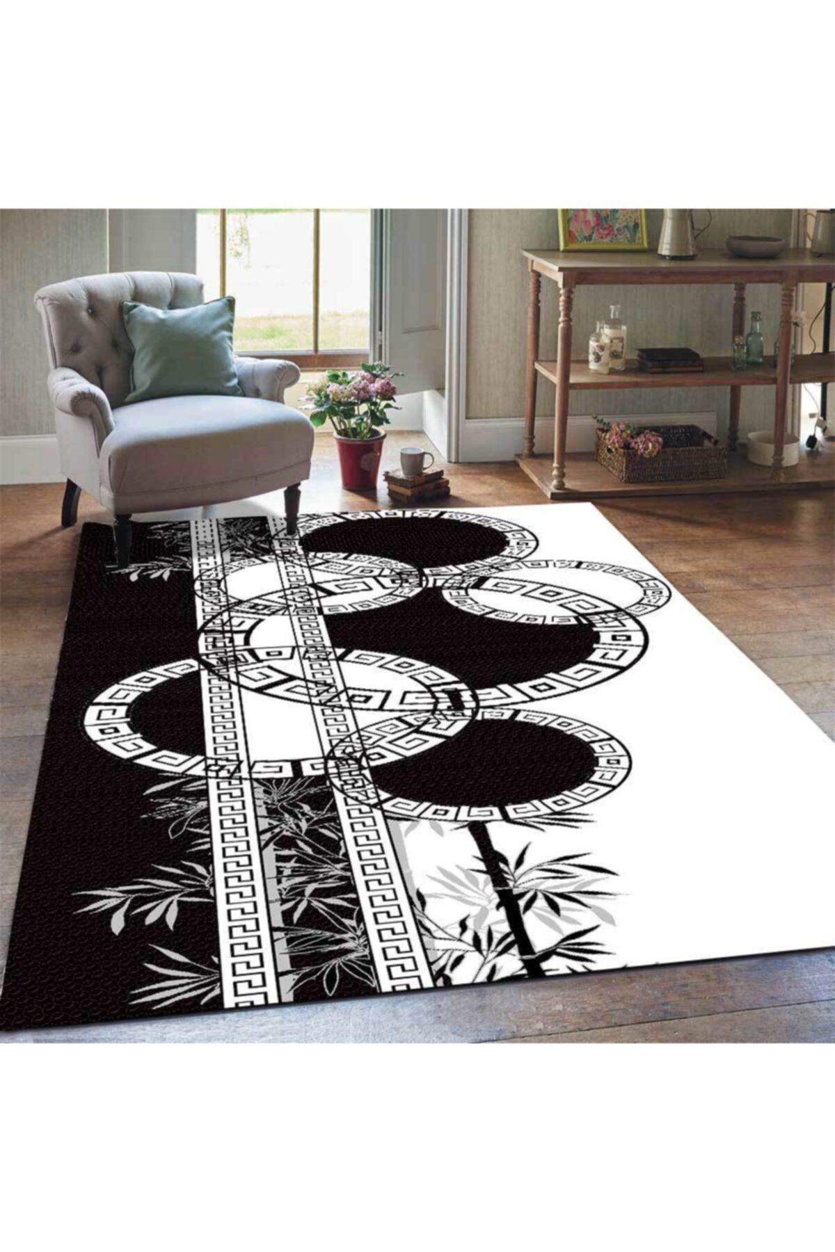 yazmira home siyah desenli lastikli hali ortusu fiyati yorumlari trendyol