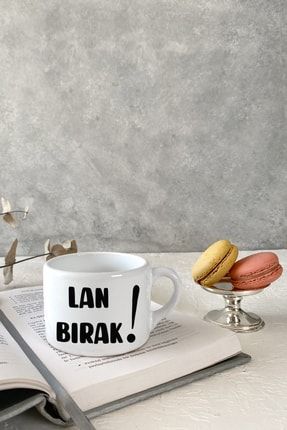 Lan Bırak Beyaz Espresso Fincanı Kahve Kupası Kupa Bardak Kahve Fincanı KUP369-2