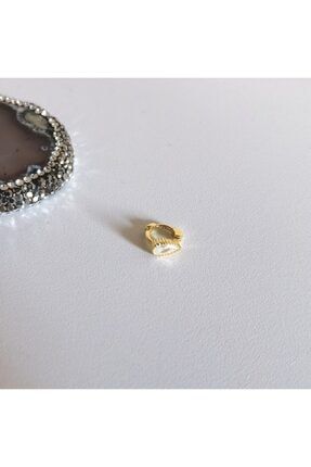 925 Ayar Gümüş Gold Damla Taş Mini Halka Piercing BYPRCSILHOOP90B