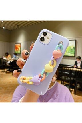 Iphone 8 Uyumlu Kılıf El Geçmeli Zincirli Kalpli Candy caprazmadam5