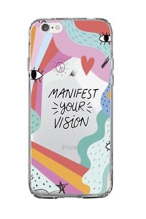 İphone 6s Uyumlu Manifest Your Vision Premium Şeffaf Silikon Kılıf Beyaz Baskılı iPhone6smanifest